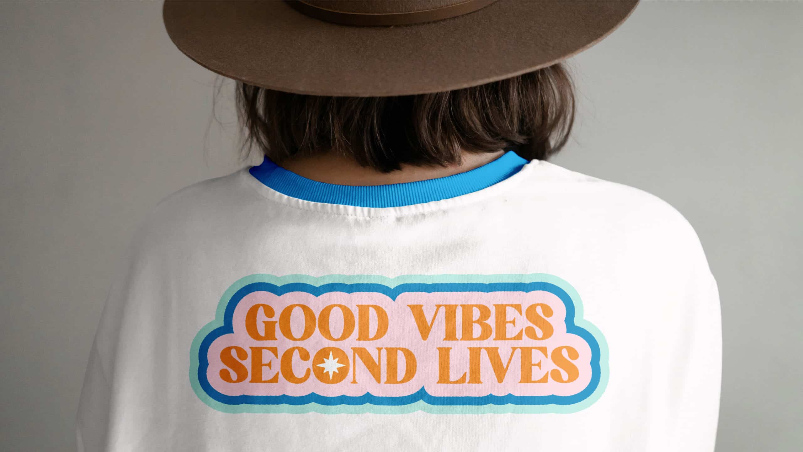 Blue Barn Crafts "good vibes, second lives" shirt design.