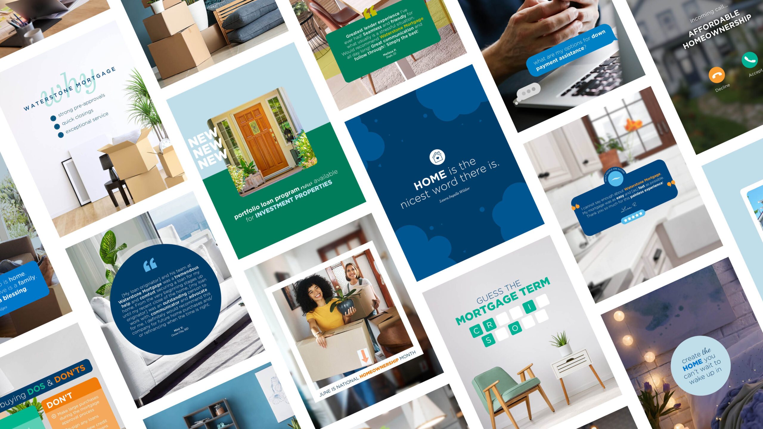 Waterstone Mortgage Corporation corporate social media campaign posts.
