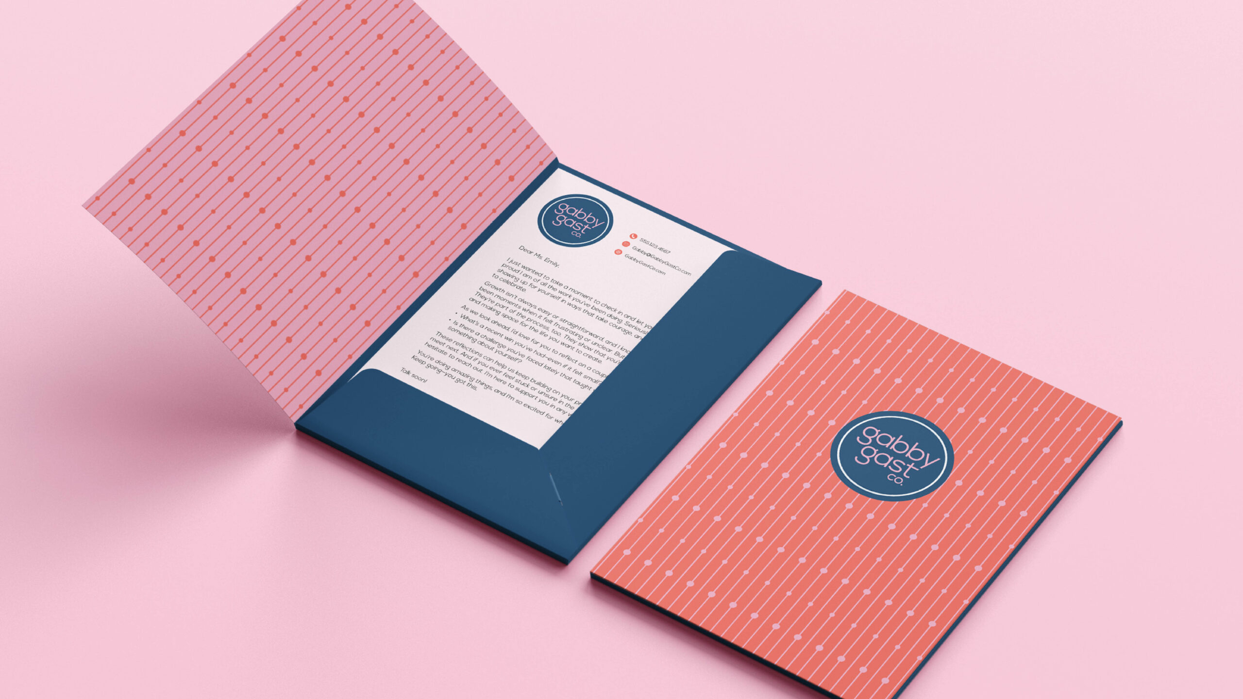 Gabby Gast Co. pocket folder design.