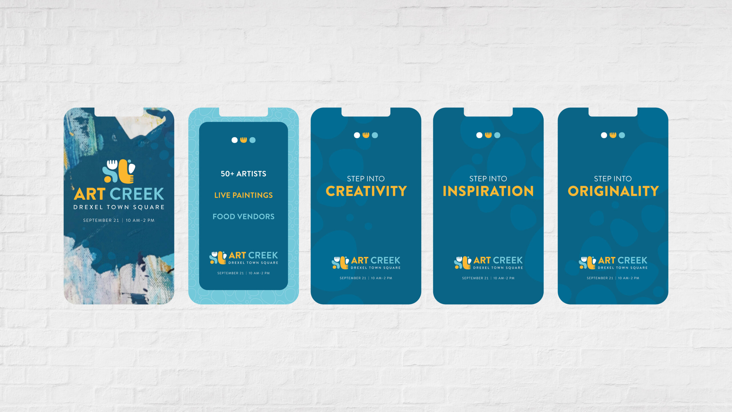 Art Creek social media story graphics.