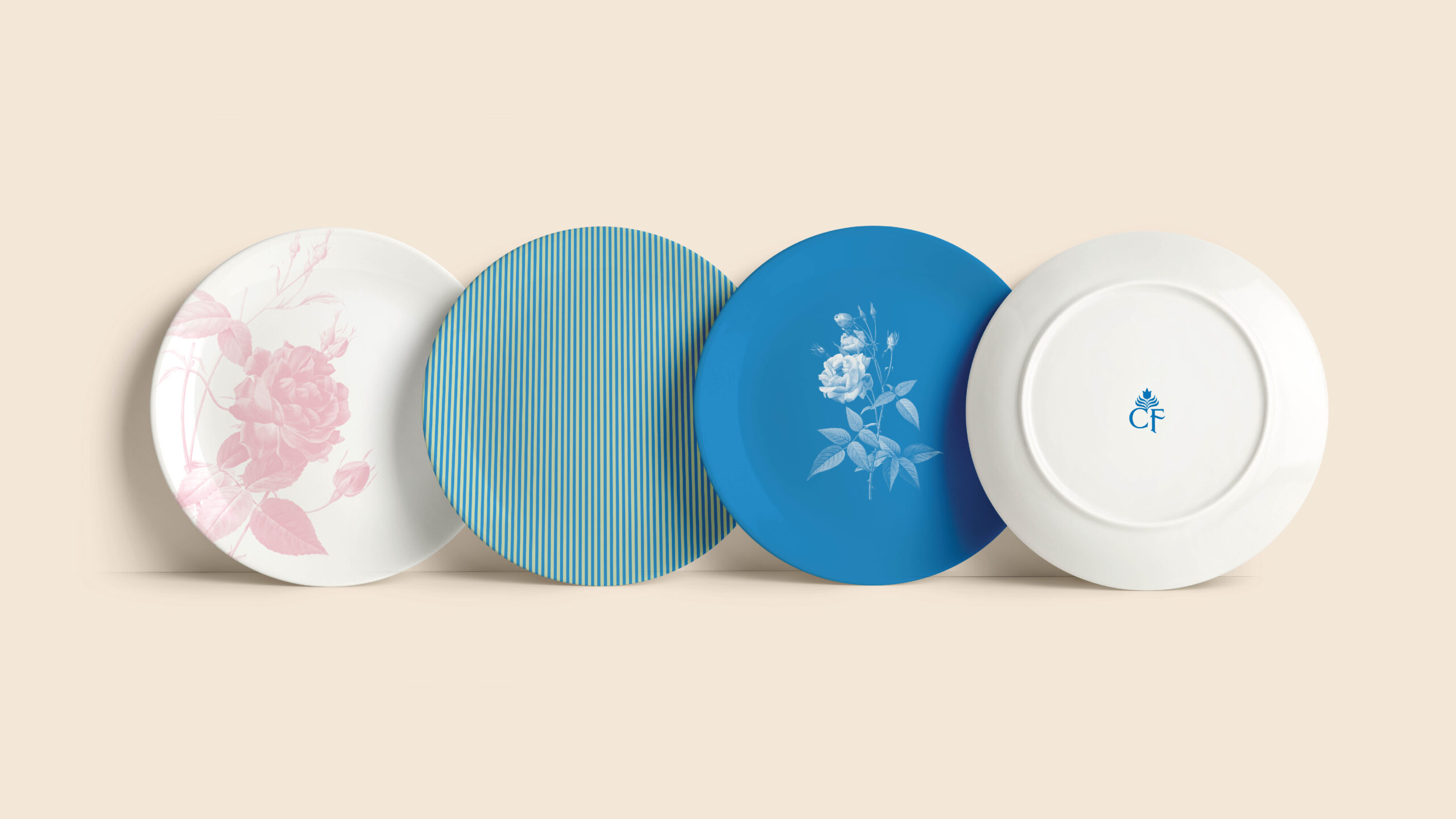 Caffè Fiore's custom plate designs.