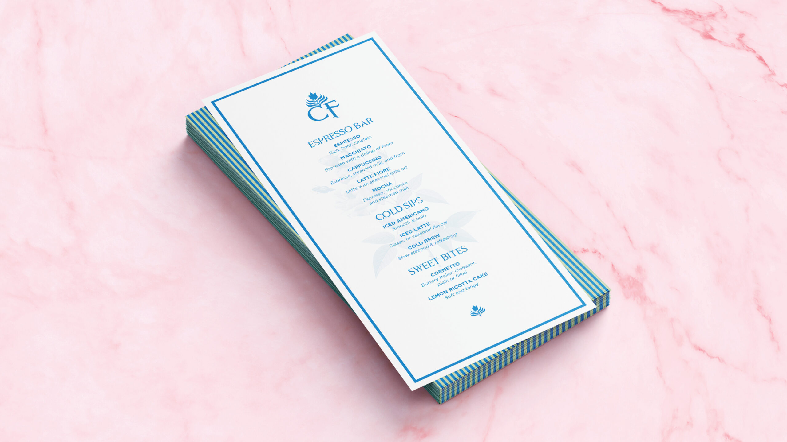 Caffè Fiore's menu design.